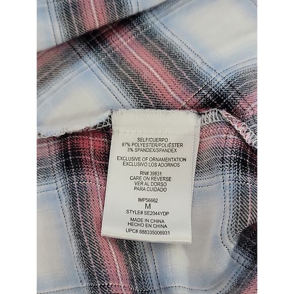 SAM EDELMAN Womens Shirt Riley Plaid Boyfriend Split Hem Button Up Zippers Med - Picture 9 of 12